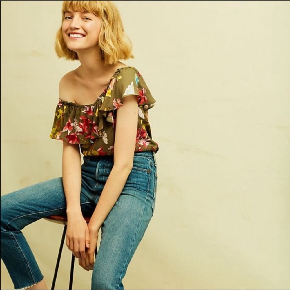 Anthropologie Maeve Vallita Off The Shoulder Floral Top Size S - Picture 3 of 13